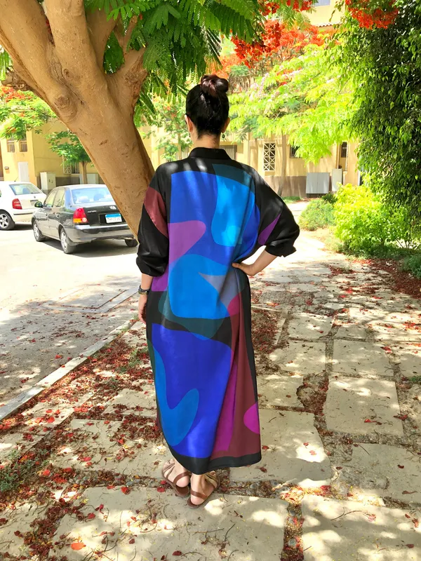 Black_Linen_Cotton_Modern_Art_Printed_Oversized_Collared_Shirt_Dress_For_Women