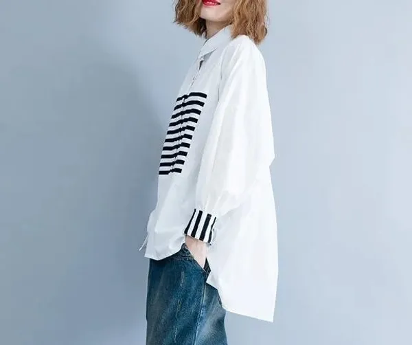White_Cotton_Oversized_Striped_Shirt_For_Women
