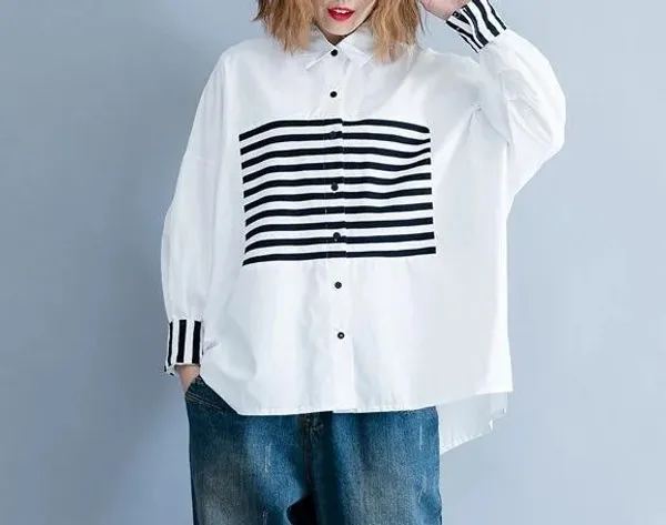 White_Cotton_Oversized_Striped_Shirt_For_Women