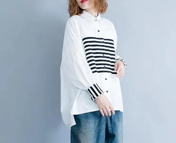 White_Cotton_Oversized_Striped_Shirt_For_Women