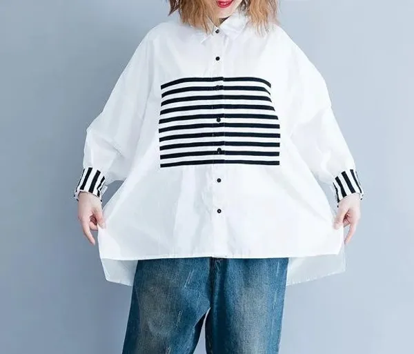 White_Cotton_Oversized_Striped_Shirt_For_Women