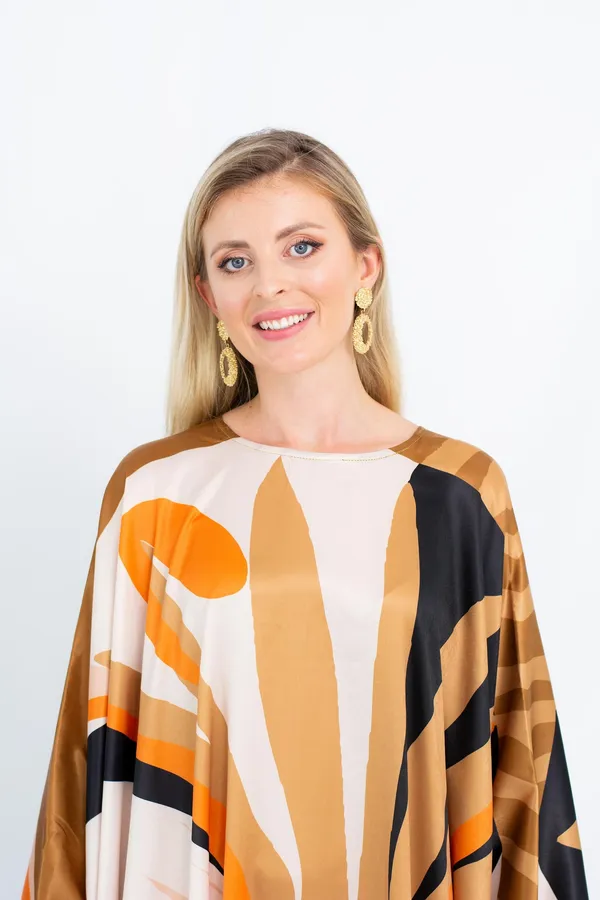 urnt_Orange_&_Black_Abstract_Kaftan_Maxi_Dress_For_Women_