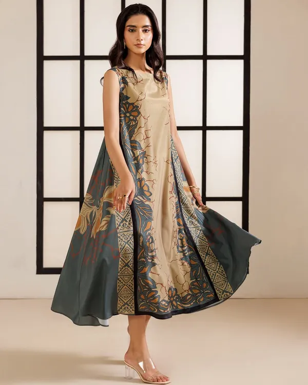 Beige_&_Teal_Muslin_Printed_Boho_Luxe_Sleeveless_Dress_For_Women
