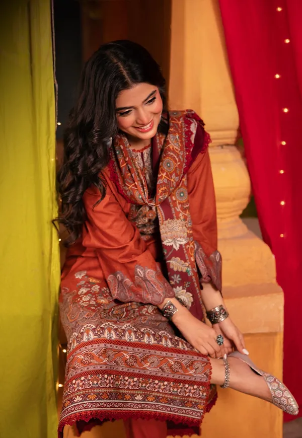 Rust_Premium_Printed_Festive__Suit_For_Women
