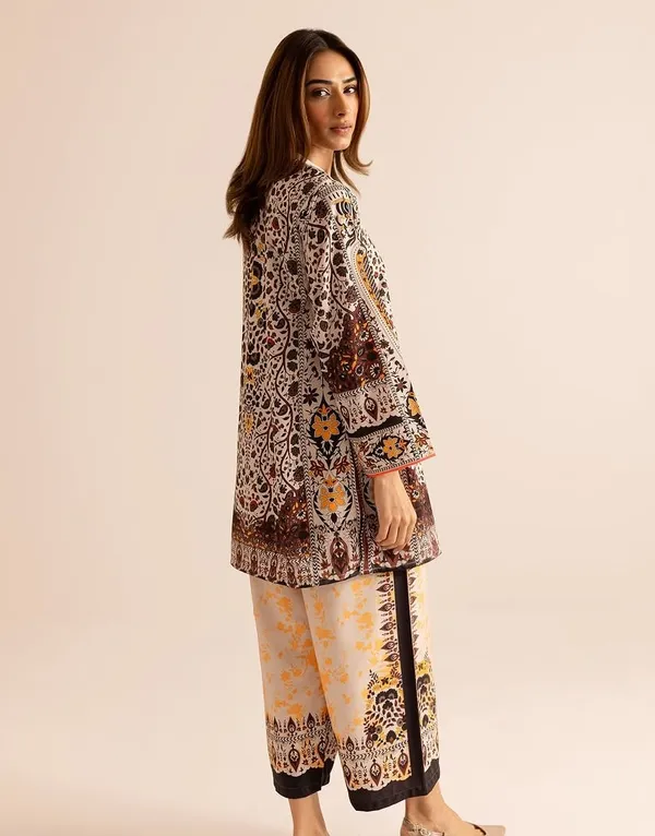 Beige_Smooth_Bsy_Vintage_Ornate_Kurta_Set_For_Women
