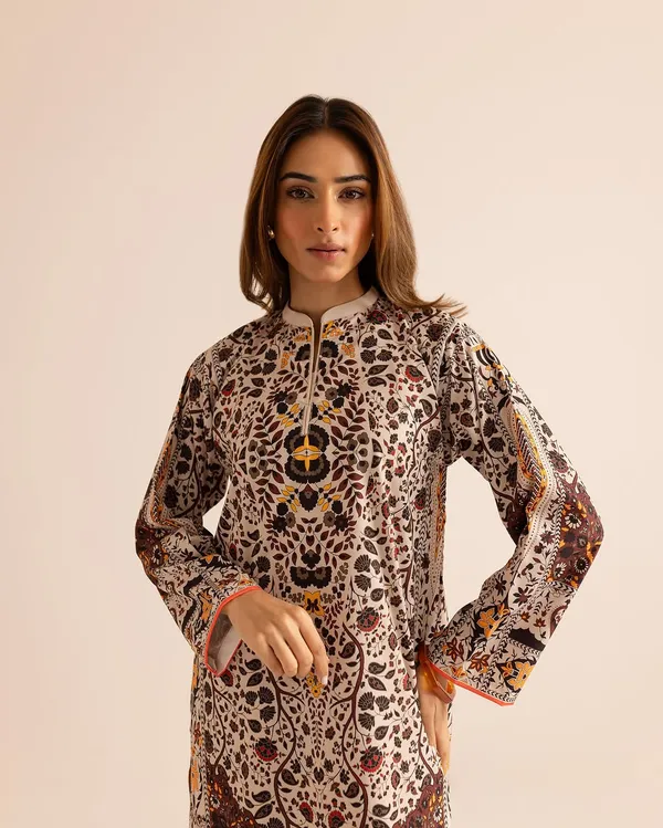 Beige_Smooth_Bsy_Vintage_Ornate_Kurta_Set_For_Women