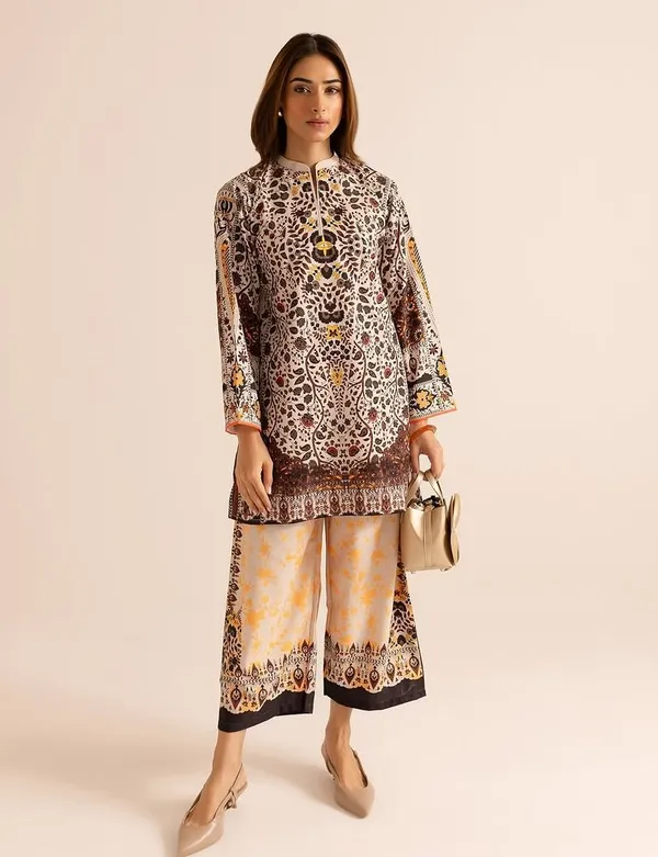 Beige_Smooth_Bsy_Vintage_Ornate_Kurta_Set_For_Women