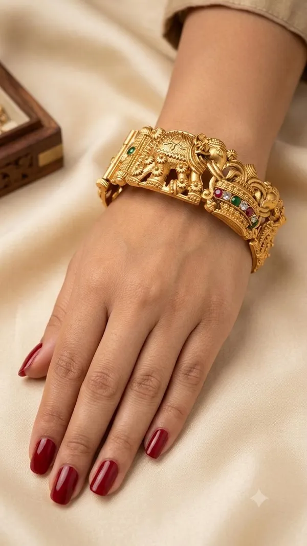 Manke_Rajwada_Antique_openable_Temple_Kada_Pair_-_Gold_Plated_Peacock_&_Elephant_Openable_Bangle