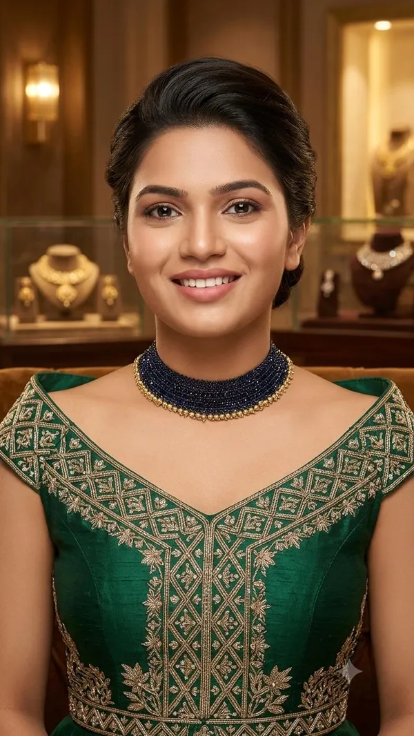 Manke_Royal_Navy_Blue_Hydro_Bead_Choker_Necklace_with_Gold_plated_astepelu_beads