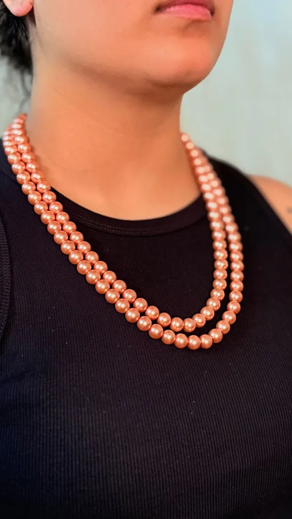 Dark_Peach_Shell_Pearl_Necklace_Mala