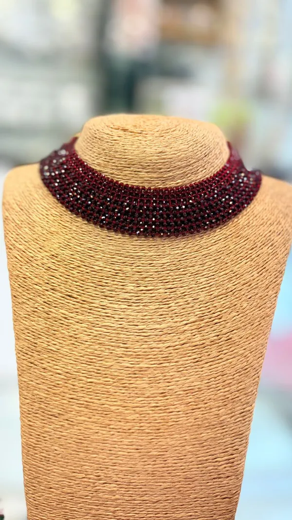 Maroon_Hydro_Moti_Hand_Crafted_Choker_Set