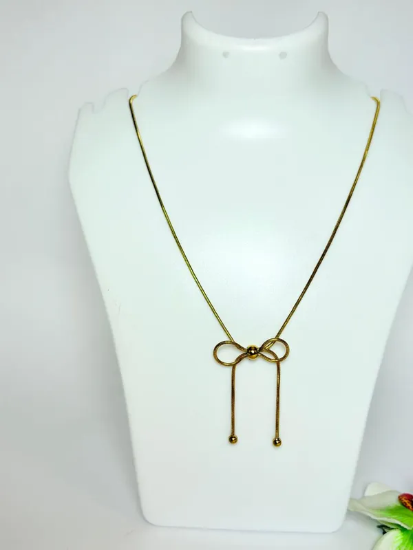 Gold_Plated_Bow_Chain_Pendant_For_Women