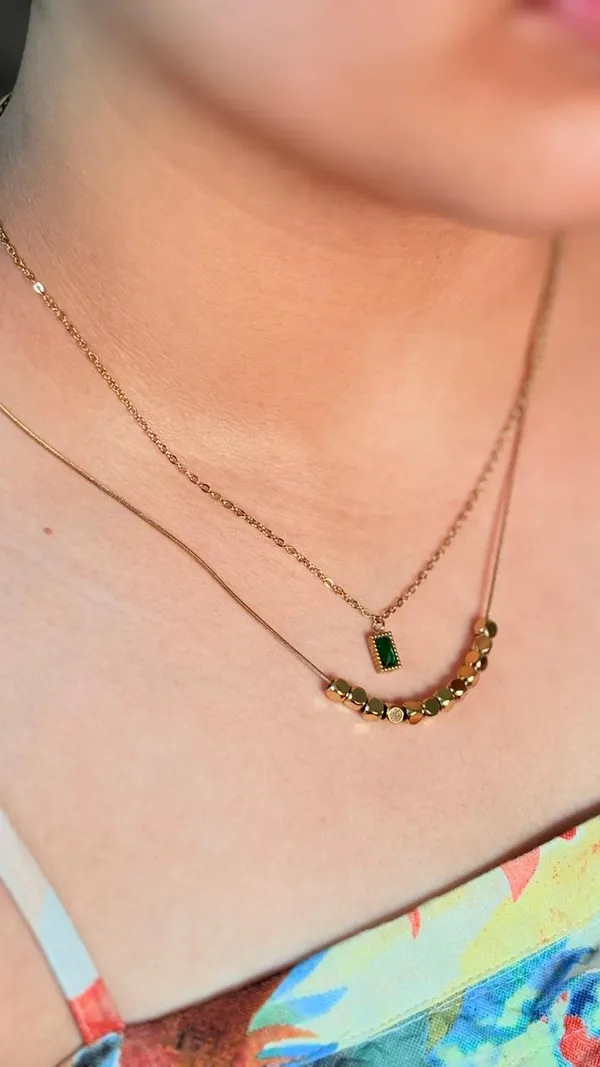 Gold_Plated_Double_Layer_Green_Stone_Chain_Pendant