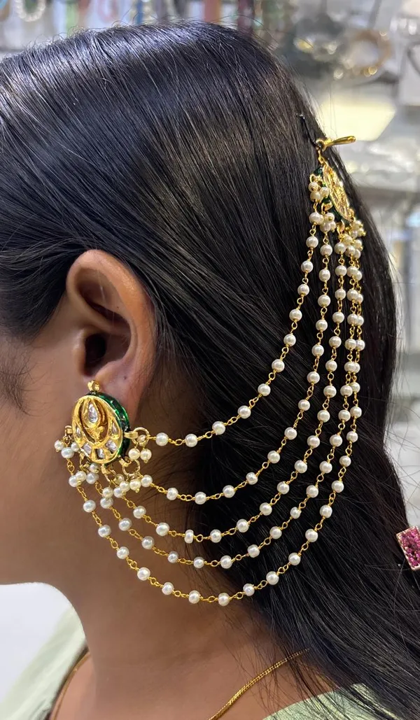 Gold_&_White_With__Multi_Layer_Bahubali_Earrings