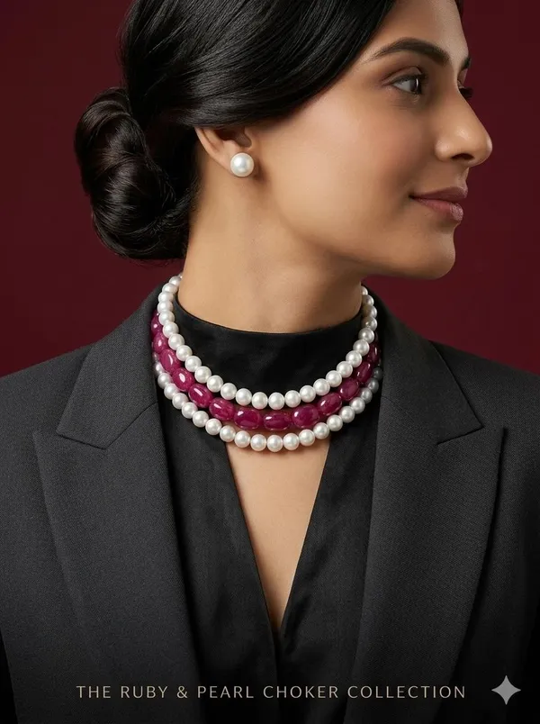 Ruby_Red_With_White_Dumple_Stone_With_Jaco_Pearl_Chokker_Set
