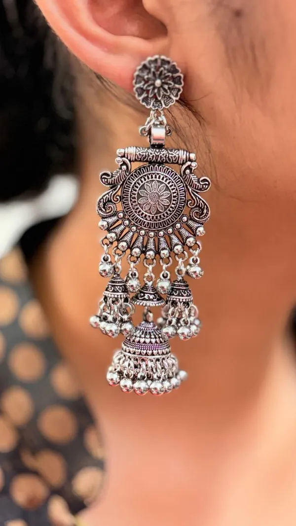 Silver_Oxidised_Beautiful_Silver_Oxidised_Jumka