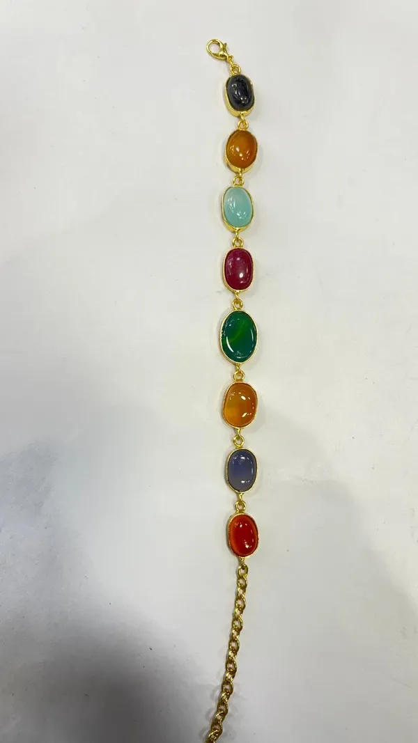 Multicolor_Semi_Precious_Stone_Gold_Plated_Bracelet