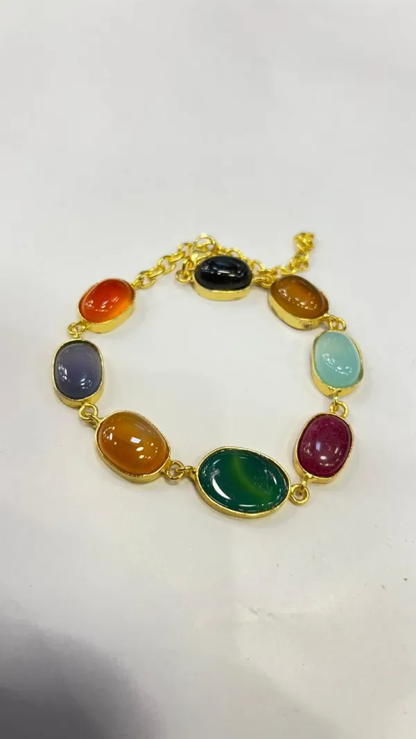 Multicolor_Semi_Precious_Stone_Gold_Plated_Bracelet