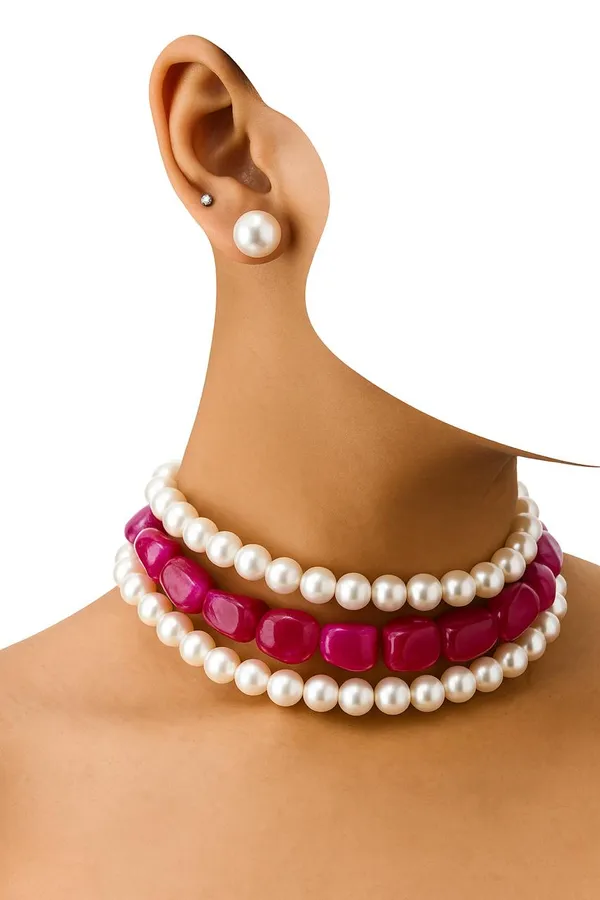 Ruby_Red_With_White_Dumple_Stone_With_Jaco_Pearl_Chokker_Set