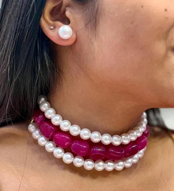 Ruby_Red_With_White_Dumple_Stone_With_Jaco_Pearl_Chokker_Set