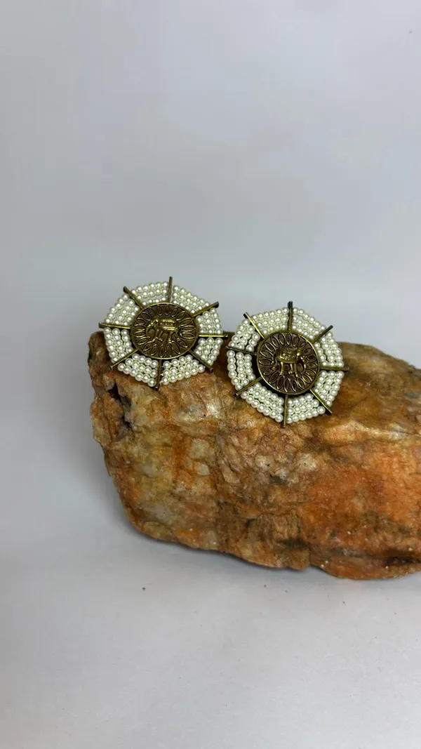 Rust_Gold_Beautiful_Rajwada_Pearl_Tops_With_Elephant_Theme_Earrings