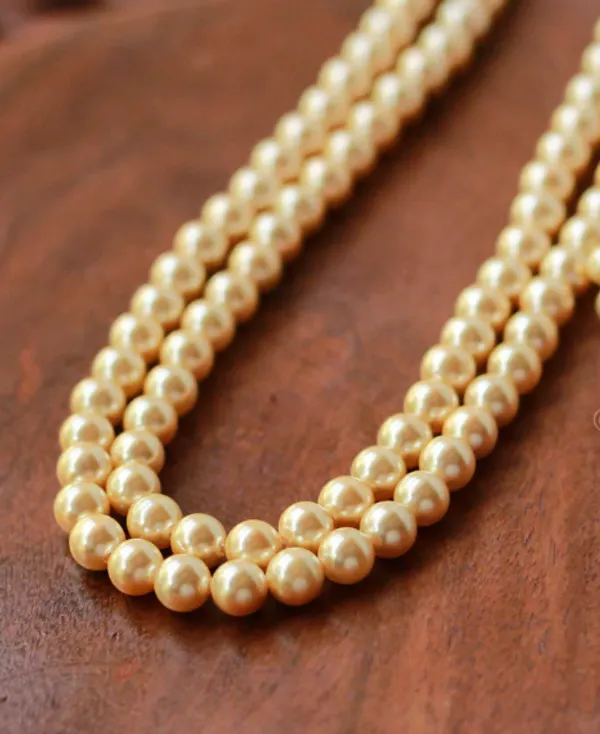 Peach_Trendy_Shell_Pearl_Necklace_Mala