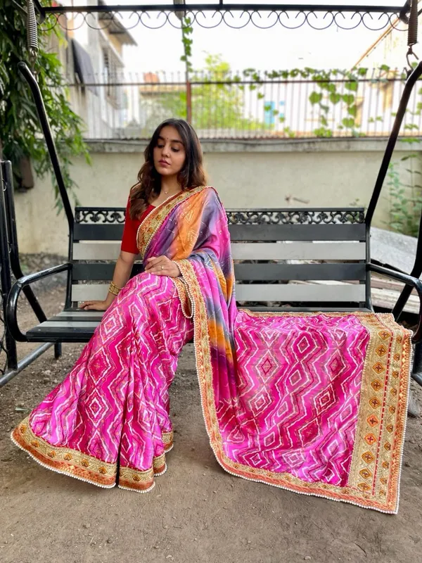 Pink_Evening_Elegance_Moss_Chiffon_Bandhani_Saree_For_Women