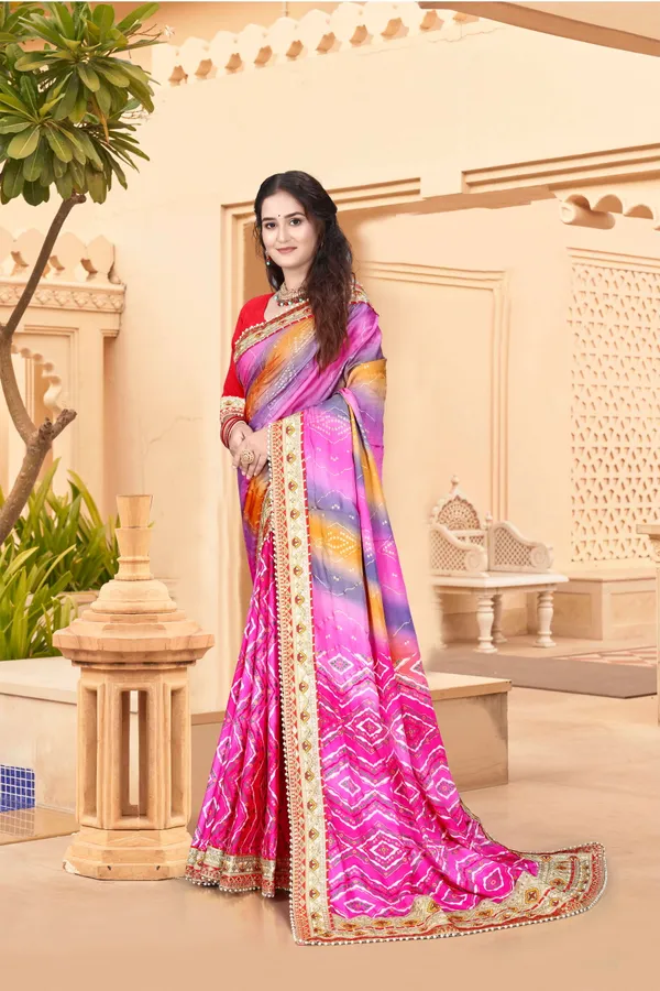 Pink_Evening_Elegance_Moss_Chiffon_Bandhani_Saree_For_Women