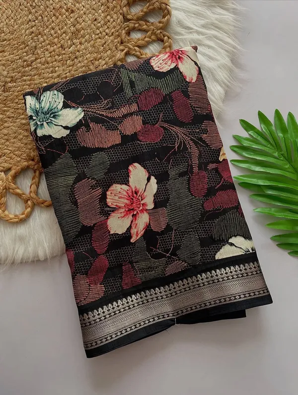 BANARASI_FLORAL_PRINT_SAREE_-_BLACK