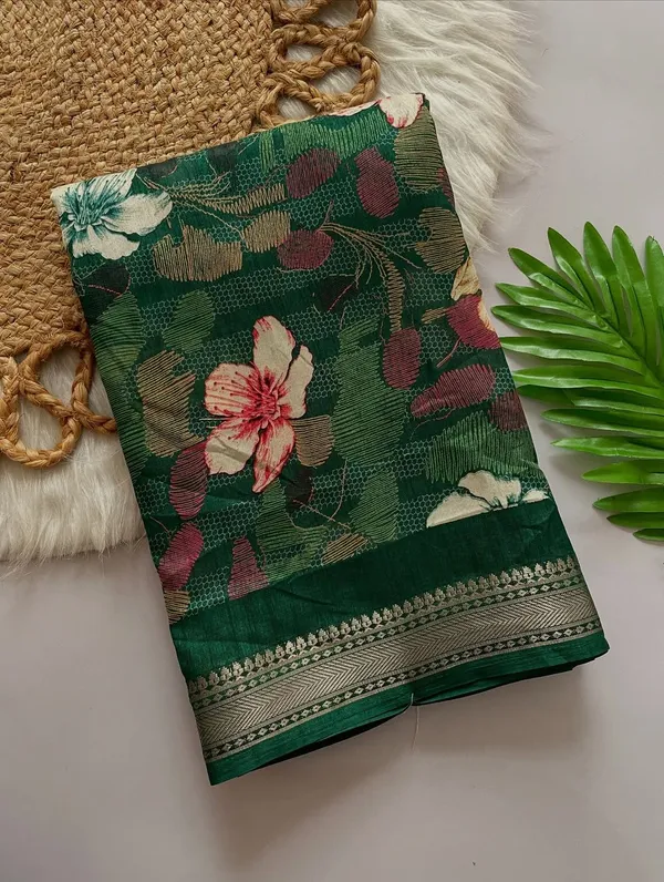 BANARASI_FLORAL_PRINT_SAREE_-_GREEN