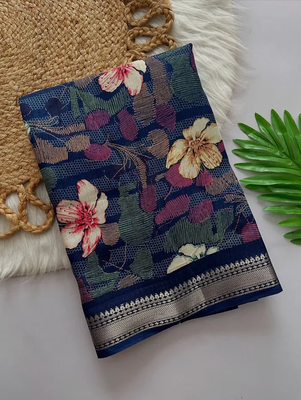 BANARASI_FLORAL_PRINT_SAREE_-_NAVY_BLUE