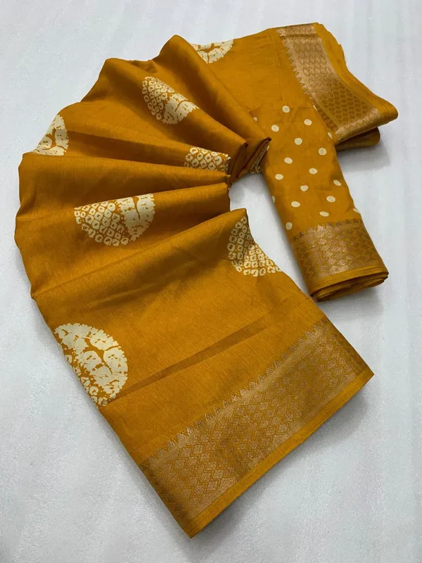 BATIK_PRINT_COTTON_SAREE-YELLOW