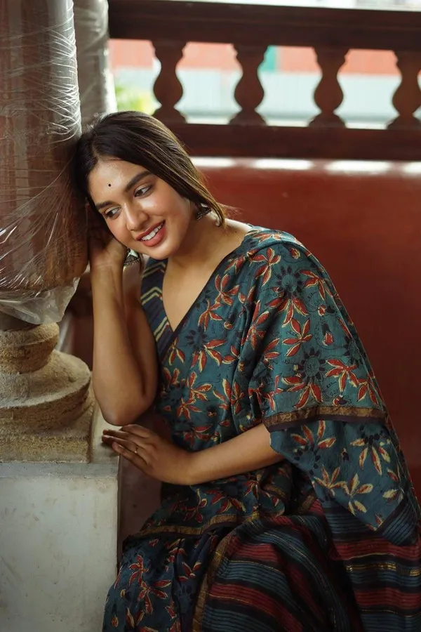 CHANDERI_HAND_BLOCK_PRINT_SAREE_-_TEAL_GREEN