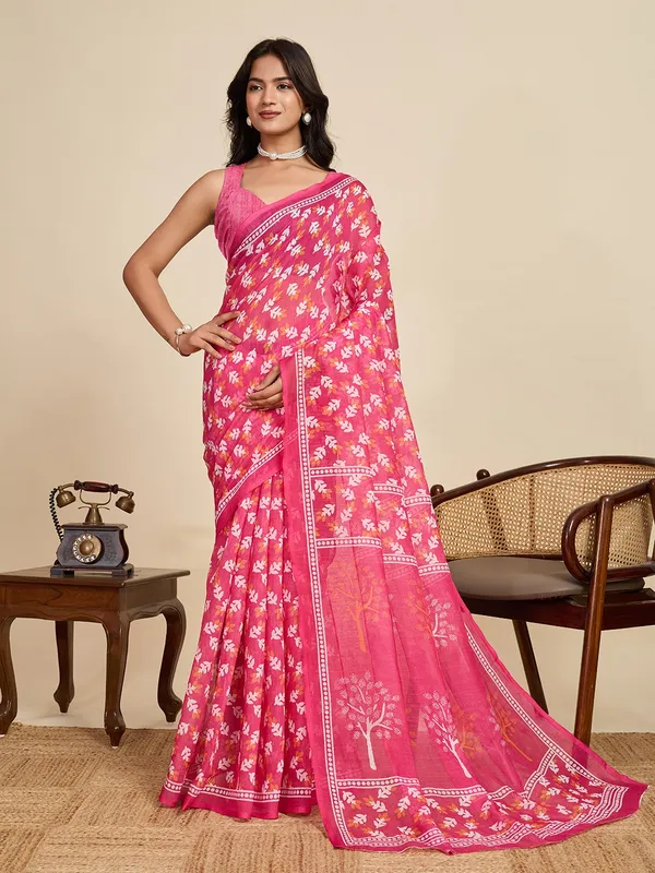 DAILY_WEAR_PRINTED_COTTON_LINEN_SAREE_-_PINK