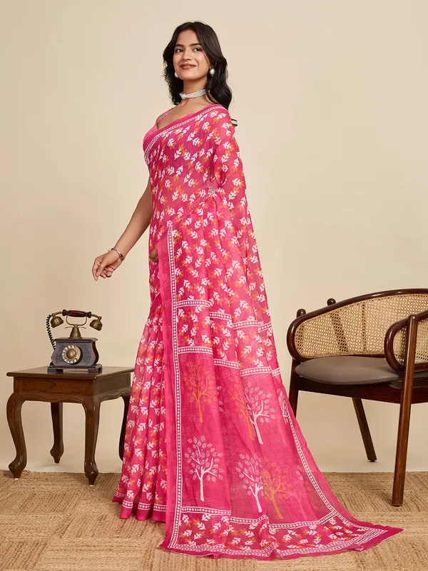 DAILY_WEAR_PRINTED_COTTON_LINEN_SAREE_-_PINK