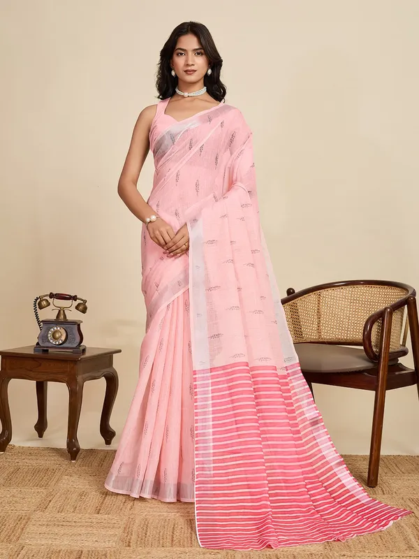DHANSHRREE_ORGANIC_LINEN_SAREE_-_PINK