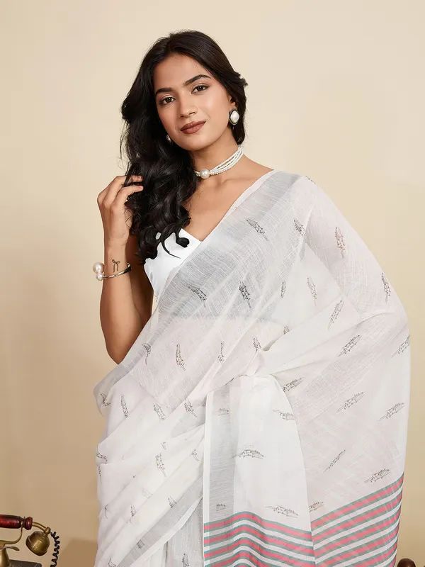 DHANSHRREE_ORGANIC_LINEN_SAREE_-_WHITE
