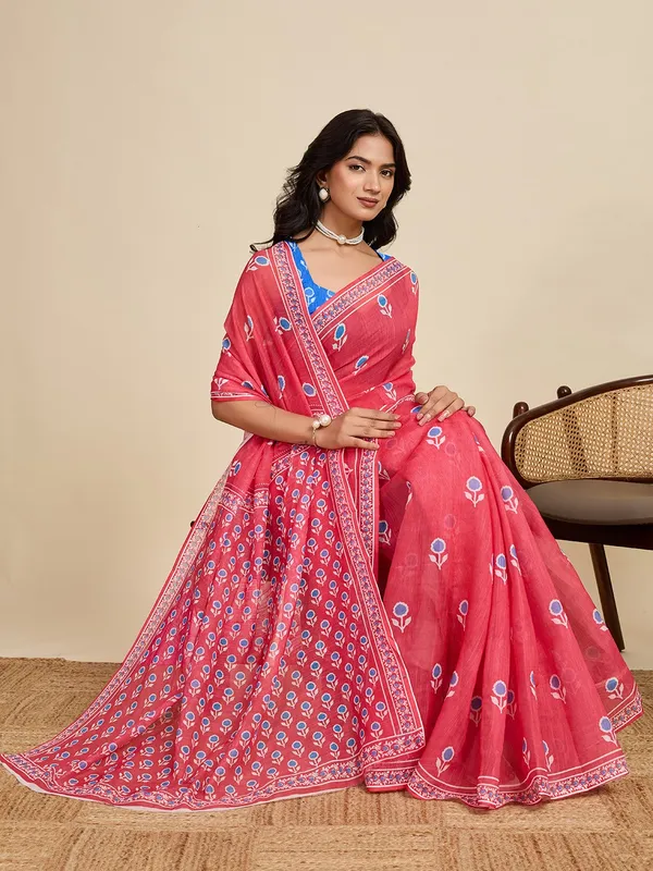 DIGITAL_FLORAL_PTINT_LINEN_COTTON_SAREE_-_GAJARI_PINK