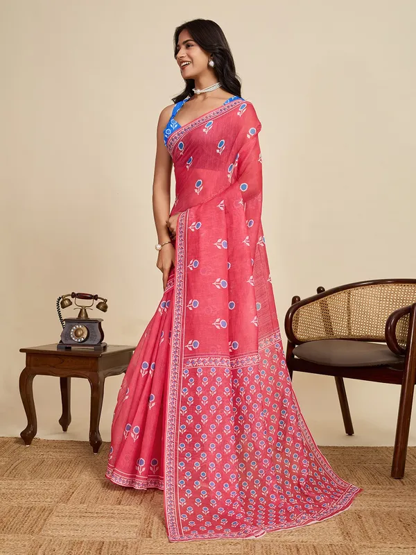 DIGITAL_FLORAL_PTINT_LINEN_COTTON_SAREE_-_GAJARI_PINK