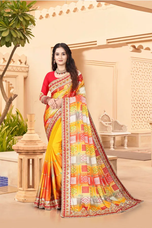 Yellow_Evening_Elegance_Moss_Chiffon_Bandhani_Saree_For_Women