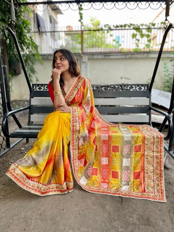 Yellow_Evening_Elegance_Moss_Chiffon_Bandhani_Saree_For_Women