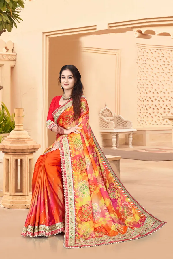 Orange_Evening_Elegance_Moss_Chiffon_Bandhani_Saree_For_Women