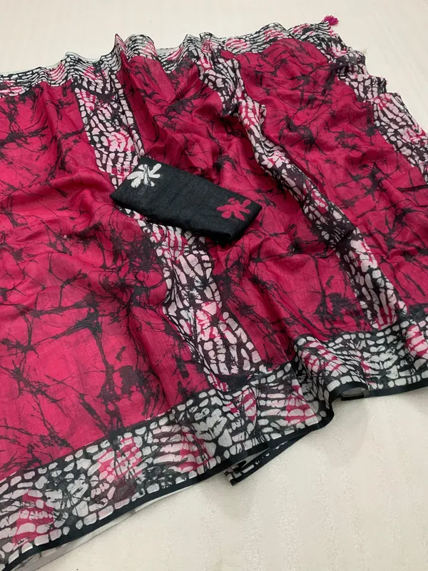 Kalamkari_Patola__Pure_Linen_Saree_And_Batin_Blouse_-_Gajri_Pink.