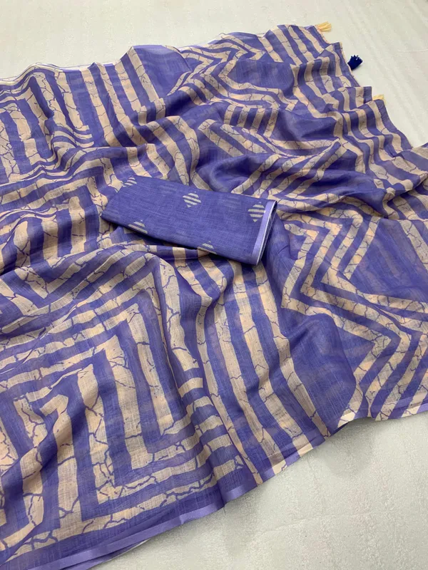 Kalamkari_Patola__Pure_Linen_Saree_And_Batin_Blouse_-_Lavendar