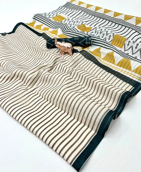 Linen_Ajrak_Print_Saree_-_Mustard_Yellow
