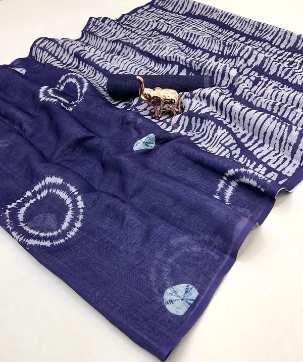 Linen_Ajrak_Print_Saree_-_Navy__Blue