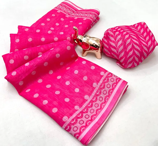 Linen_Ajrak_Print_Saree_-_Pink