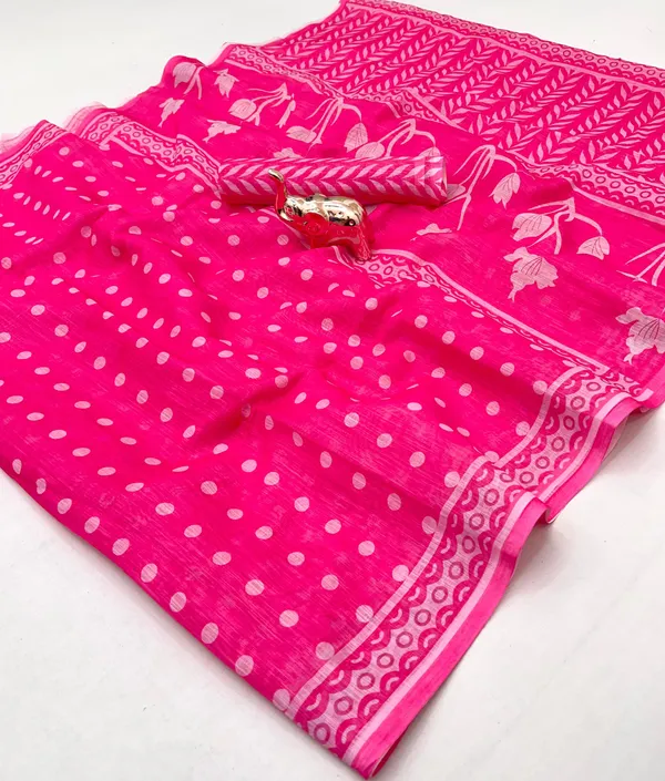 Linen_Ajrak_Print_Saree_-_Pink