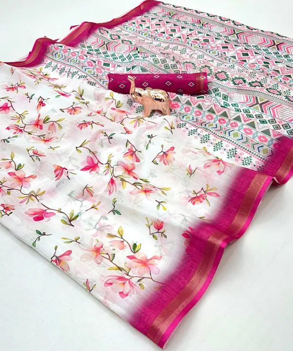Linen_Ajrak_Print_Saree_-_White_.