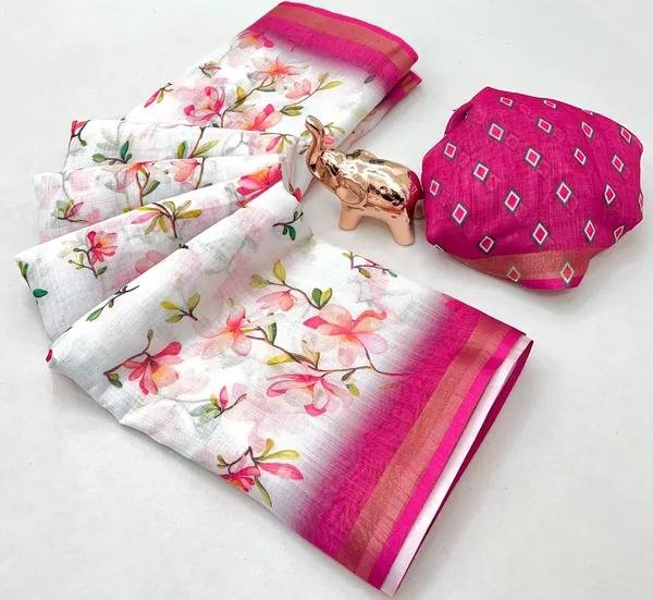 Linen_Ajrak_Print_Saree_-_White_.